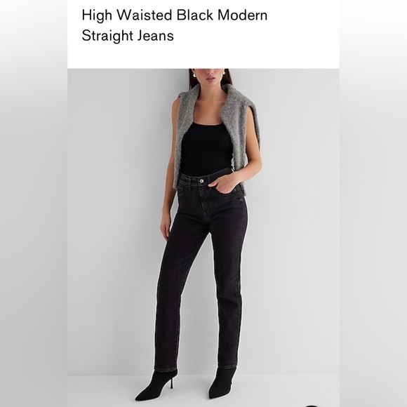 Express NWT - Modern Straight High Rise Hyper Stretch Jeans - Size 6R - Picture 2 of 16